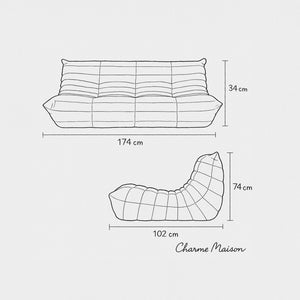 Canapé Relax  moderne 3 Places en Tissu de Luxe – Design Sculptural et Confort Exceptionnel