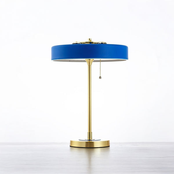 Lampe de Bureau Dorée & Bleue – Design Élégant, Métal, Interrupteur Rétro