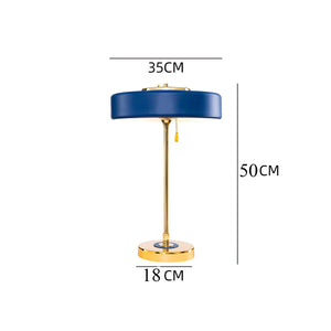 Lampe de Bureau Dorée & Bleue – Design Élégant, Métal, Interrupteur Rétro