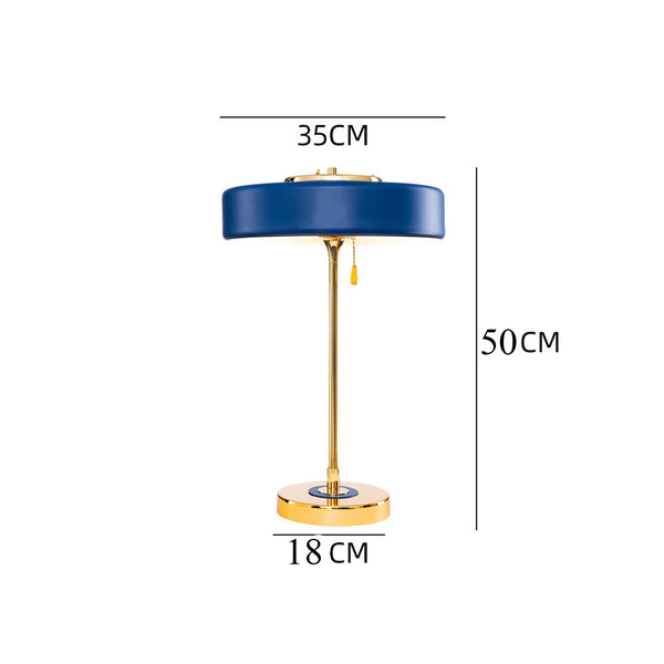 Lampe de Bureau Dorée & Bleue – Design Élégant, Métal, Interrupteur Rétro
