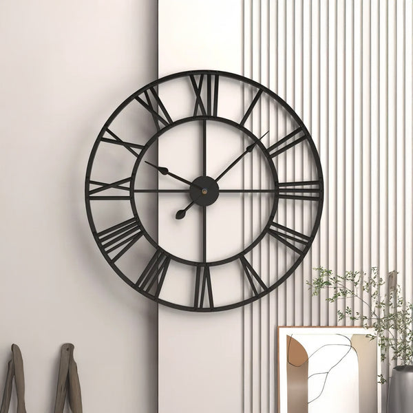 Horloge Murale Design en Fer Forgé – Chiffres Romains Sculptés 40 cm