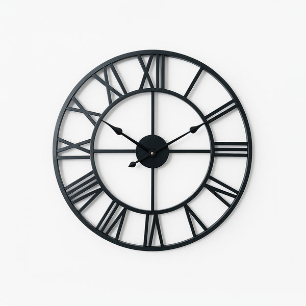Horloge Murale Design en Fer Forgé – Chiffres Romains Sculptés 40 cm